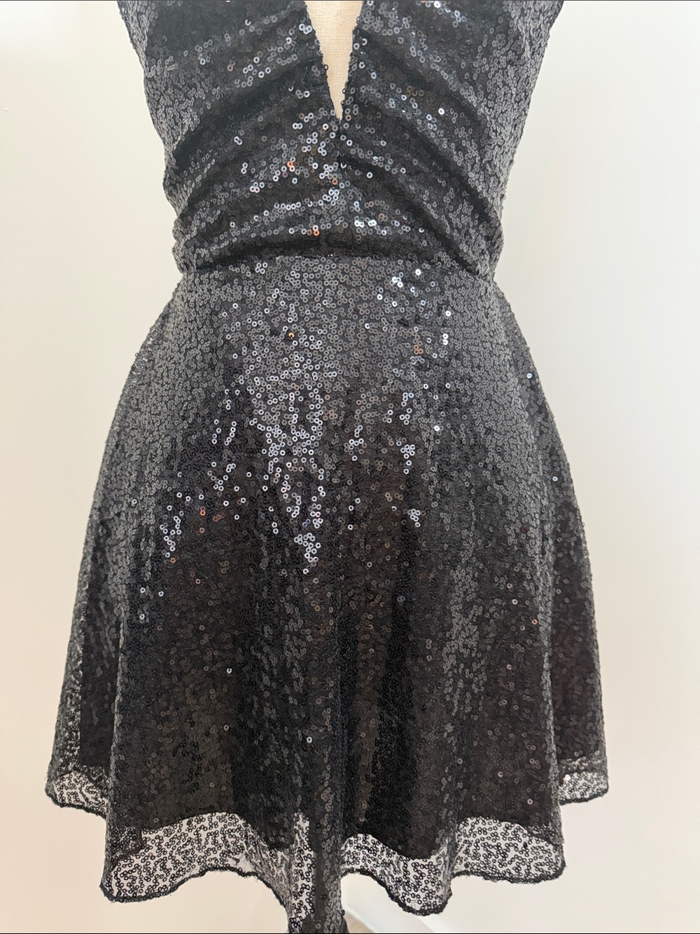 Lucy in the Sky Black Sequin Cocktail Party Mini Dress. Sz M - Picture 3 of 10